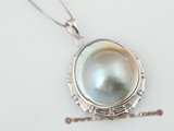 mbpp020  Elegant designer sterling silver round mabe pearl pendant