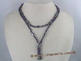mn002 Hematite and crystal necklace/bracelet dark purple ice