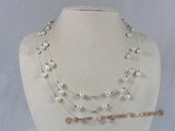 mpn019 white potato shape fresh water pearl necklace, moving tin cup necklace