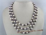 mpn026 three strands 7-8mm multi color potato shape pearl necklace