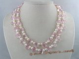 mpn036 Double strands cultured pearl necklace with crystal beads
