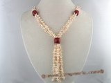 mpn044 Branch coral beads and nugget pear Matinee Necklaces