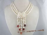mpn060 6-7mm white nugget pearl multi-strands necklace