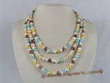 mpn095 multi colour double shiny triple strands pearl necklace
