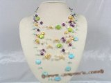mpn118 multi color nugget seed pearl floating illusion necklace