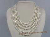 mpn127 five strands 6-7mm white nugget pearls necklace