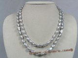 mpn128 double rows grey freshwater nugget pearl necklace with lobster clasp