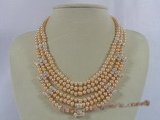 mpn135 luxury pink button pearl layer necklace in wholesale