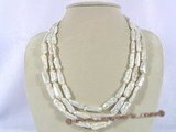 mpn138 Triple strands white blister pearl necklace with adjustable clasp