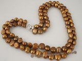 mpn166 9-10mm coffee color freshwater baroque nugget necklace in double strand