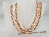 mpn181 Five rows Colorful freshwater nugget pearl spring costume necklace