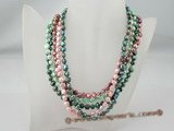 mpn182 Five rows Spring colors freshwater nugget pearl layer costume necklace
