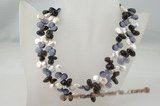 mpn184 Designer coin pearl and faceted crystal costume necklace for spring day