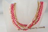 mpn185 Mix color freshwater nugget pearl layer designer necklace in four rows