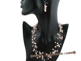 mpn195 Fashion Illusion Pink potato pearl floating necklace with rose quartz beads