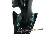 mpn196 Handmade lovely blue nugget pearl&crystal beads floating necklace in wholesale