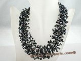 mpn198 Fashion 27strands Illusion nugget pearl floating necklace in black color