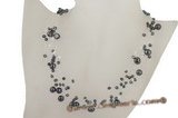 MPN219 Austria crystal with black nugget seed pearls illusion necklace on sale