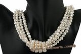 mpn220 Four rows baroque nugget pearl costume layer necklace