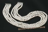 mpn221 Hand knotted white off round layer costume necklace in four rows