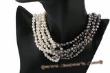 mpn222 White and Black nugget pearl twisted costume necklace