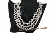 mpn278 Elegance 7-8mm white nugget pearl costume layer necklace