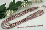 mpn279 Four strands button shape seed pearl layer necklace in purple