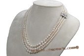 mpn284 Triple rows White Gradaul Freshwater Pearl Layer Necklace