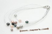 Mpn285 Beatiful Mix Color& Size Round Shell Pearl Multi-Strands Necklace