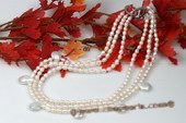 mpn293 Elegante Freshwater Rice Pearl& Coin Pearl Layer necklace