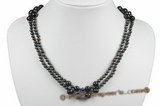 mpn304 Freshwater Black  Multi-Strand Pearl 4-5mm & 8-9mm  Necklace in Wholesale
