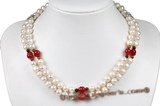 mpn309 Cultured Pearl Two-Strand Necklace With Sterling Silver Clasp