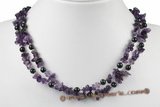 mpn314 two strand freshwater pearl and amethst beads necklace