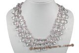 mpn316 Stylish multi-strand 4-5mm light purple side drill pearl necklace