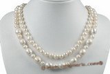 mpn319 White two Strand Pearl Necklace large potato pearls and rice pearls necklace