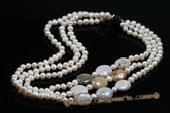 mpn327 Elegant Hand knotted Potato Pearl and Mass Agate Layer Necklace
