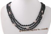 mpn328 Three strands Black and Purple cultured freshwater pearl necklace