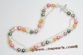 mpn329 Sterling Silver blend of colors Freshwater Potato Pearl Necklace