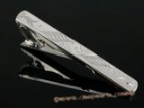 mtj004 wholesale 8*60mm sterling silver flower pattern tiepin tie bar