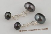 mtj017 Black freshwater pearl sterling silver cuff link