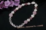 Nbr007 "Believe" pearl& rose quartz Name Bracelet