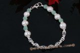 Nbr009 "Claudia" pearl and jade baby Name Bracelet