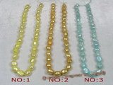 ngs013 5strands 8*10mm dye color Freshwater Baroque pearls