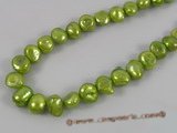 ngs021 5strands 9-10mm green Freshwater Baroque nugget pearls