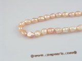 nls02 5strands 8*10mm long_dirlled nugget pearls nature pink