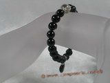 pb025 Black agate power beads Healing Elastic  Bracelet