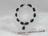 pb032 wholesale 8*12mm oval india agate &crystal Elastic Power bracelet