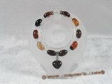 pb036 8*12mm oval agate & crystal Elastic Power bracelet in wholesale