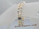 pbr002 Beautiful Stretchy 2Rows Genuine FW Cultured potato Pearl Bracelet