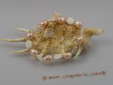pbr004 8-9mm pink long dirlled smooth on both side pearls bracelets